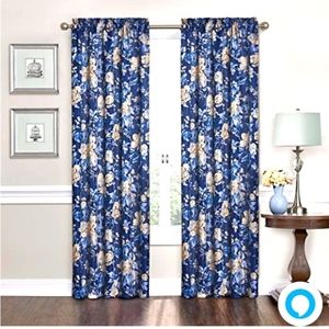 2 Panel Waverly Traditions "Forever Yours" Indigo curtain.